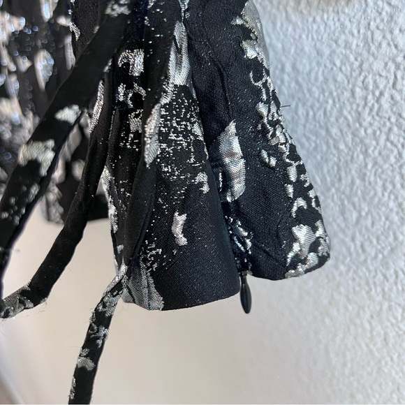 Jonathan Simkhai Taylor Wrap Top Metallic Black - Picture 4 of 10